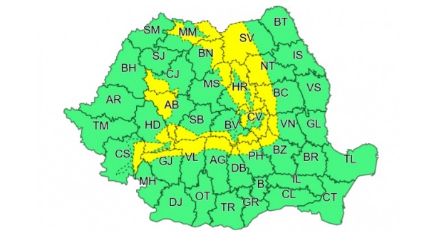 Cod galben de viscol şi vânt, până sâmbătă dimineața. Zonele vizate