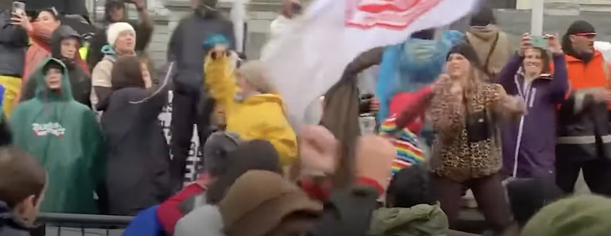 Poliţia a încercat să-i disperseze pe anti-vaccinişti punând melodii din playlistul cu cele mai urâte melodii din lume (VIDEO)