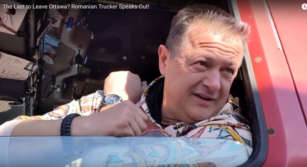 VIDEO | Un șofer de origine română, „sufletul” protestelor camionagiilor din Ottawa: „Voi pleca ultimul de-aici!”