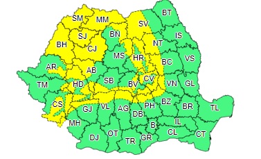 Cod galben de vânt în 27 de județe și la munte. Zonele vizate