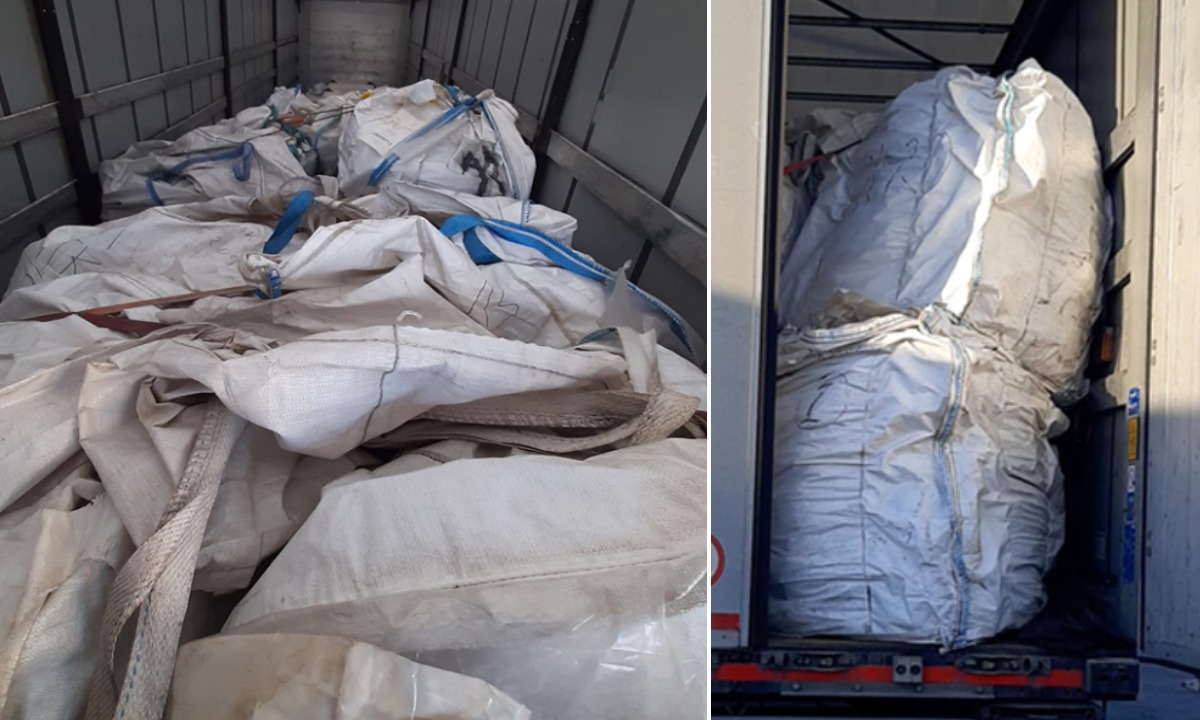 Șapte tone de deșeuri, transportate ilegal din Bulgaria, oprite la Vama Giurgiu