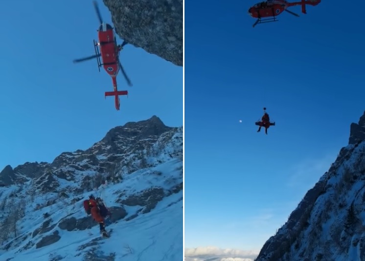 O alpinistă accidentată în Bucegi, salvată de intervenția rapidă a salvamontiștilor cu un elicopter