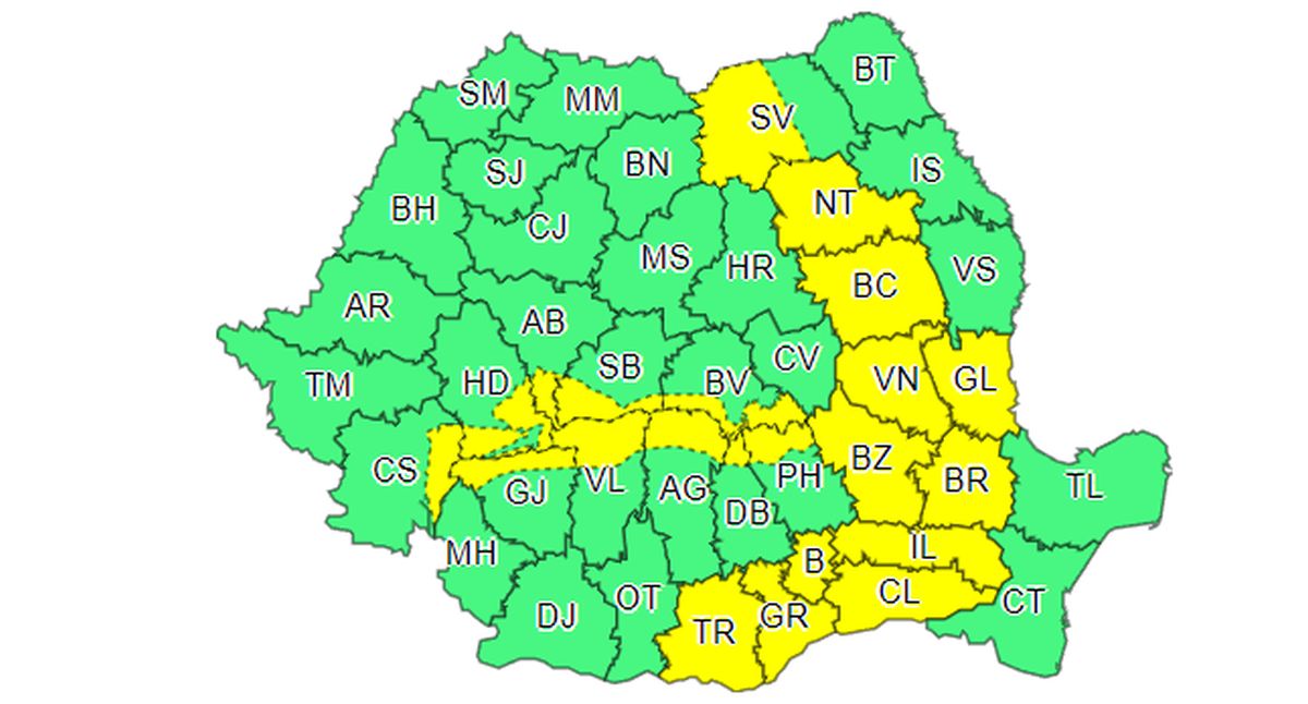 Atenționare ANM. Cod galben în România. Este vizat și Bucureștiul
