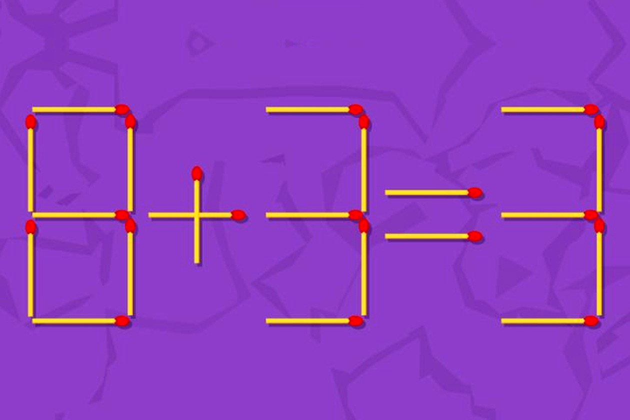 Test de inteligență de rezolvat în 40 de secunde | Mutați un singur chibrit pentru a transforma 8+3=3 într-o egalitate corectă