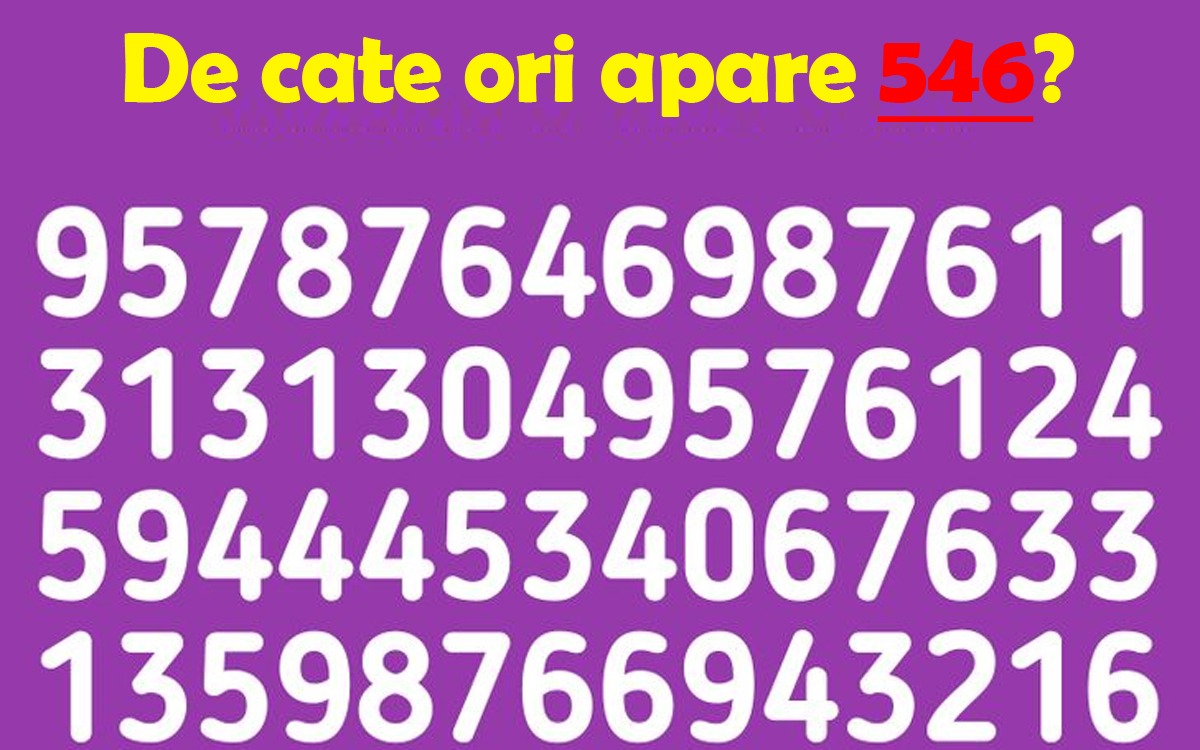 Test de inteligență pentru români | Prima întrebare: De câte ori apare numărul 546 în această imagine?