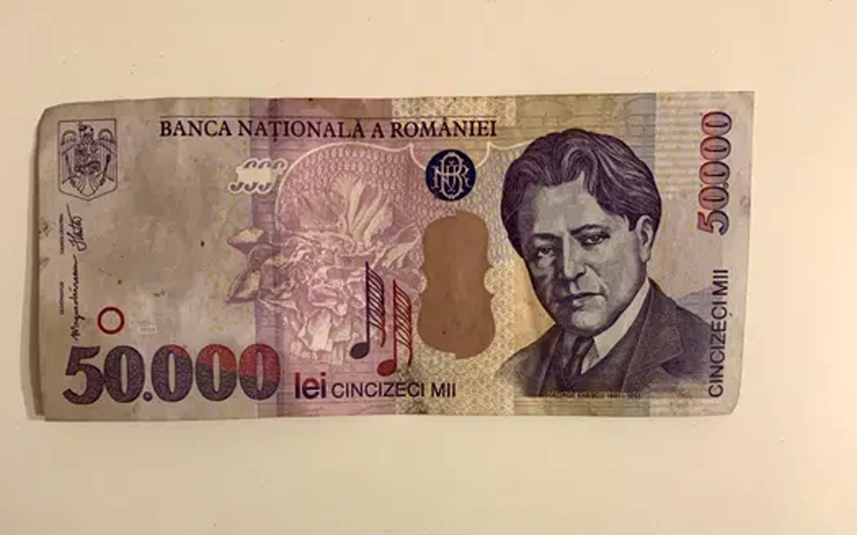 Nu e banc! Cu câți lei a ajuns să se vândă acum, în 2022, o bancnotă de 50.000 de lei cu chipul lui George Enescu