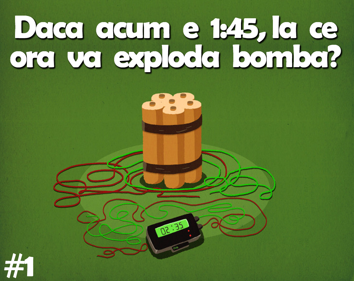 Test de logică viral, cu 10 quiz-uri | Primul: Dacă acum e 1:45, la ce oră va exploda bomba din imagine?