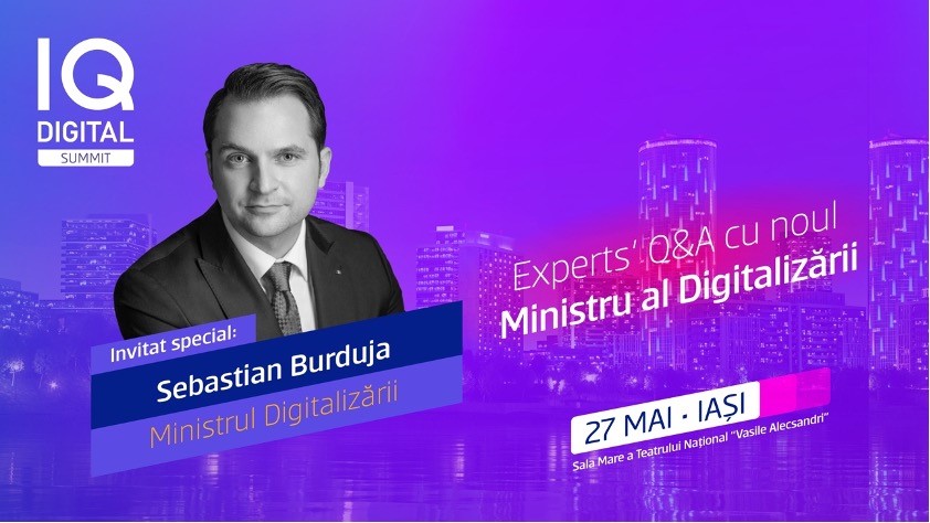 Prima ediție IQ DIGITAL Summit la Iași | Ministrul Sebastian Burduja, noul responsabil cu digitalizarea României, alături de Jonas Kjellberg, co-fondatorul Skype, futurologul Richard van Hooijdonk și antreprenorul tech Radu Georgescu