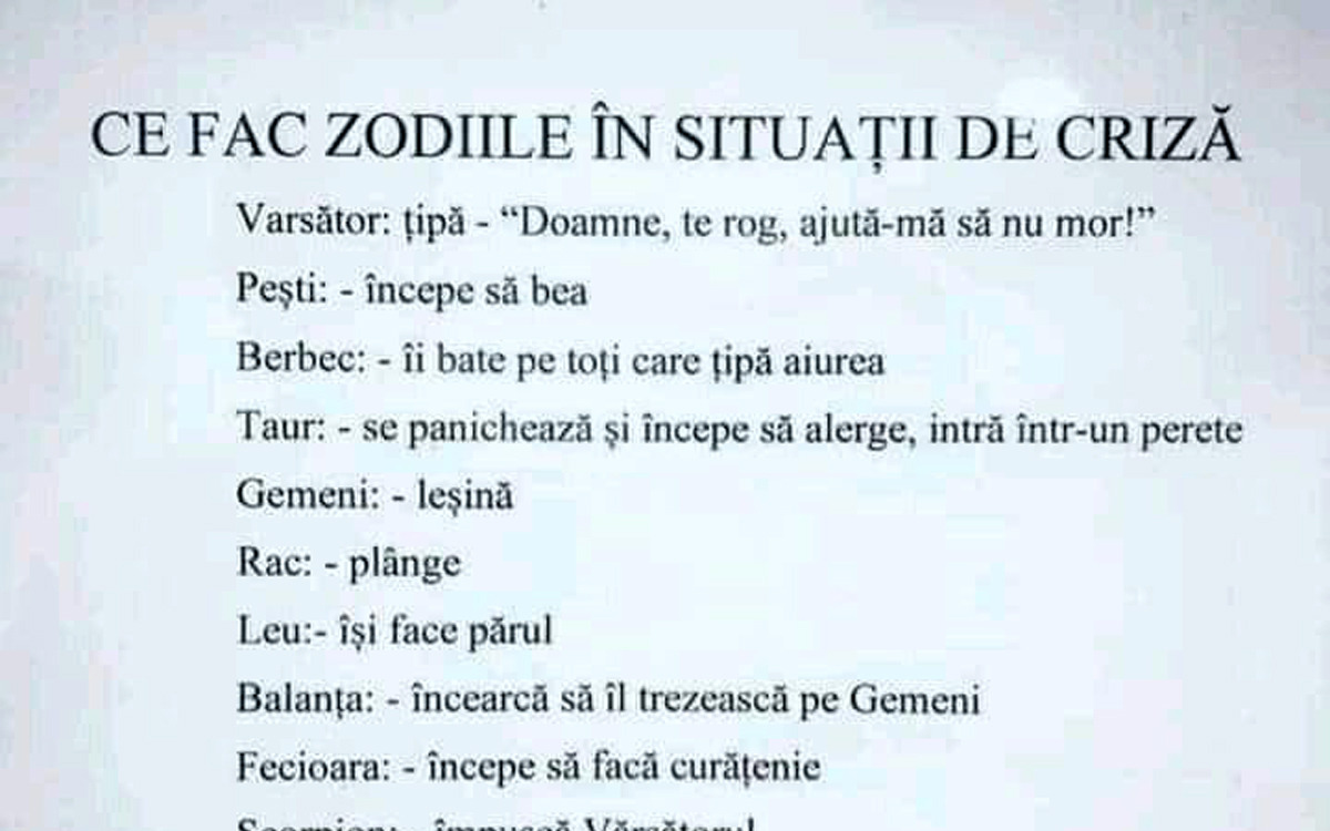 BANCUL ZILEI | Ce fac zodiile în situații de criză