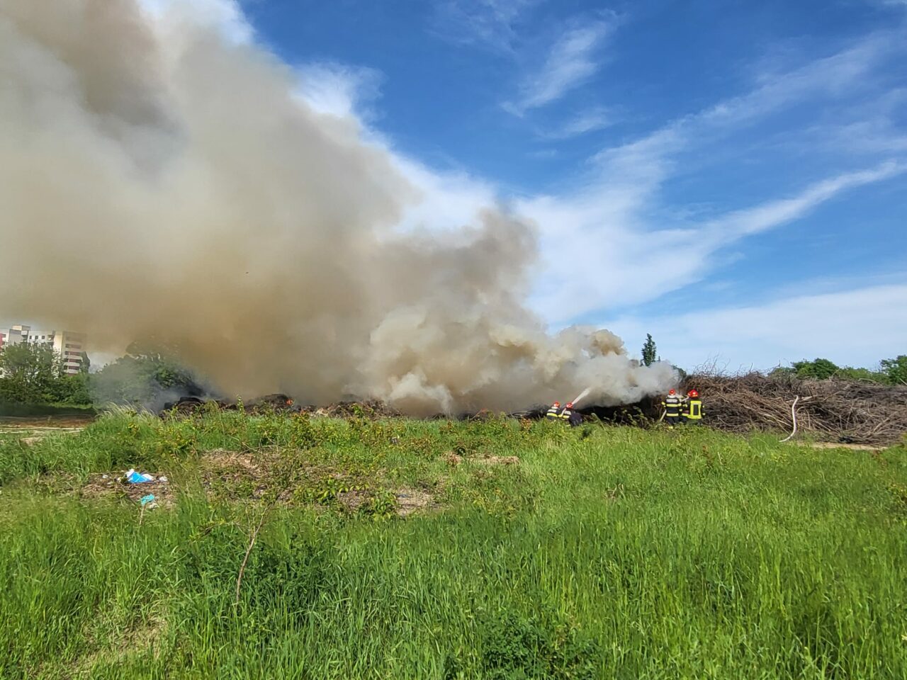 FOTO | Incendiu în parcul Grozăveşti din Capitală. Autoritățile au transmis un mesaj de avertizare prin Ro-Alert