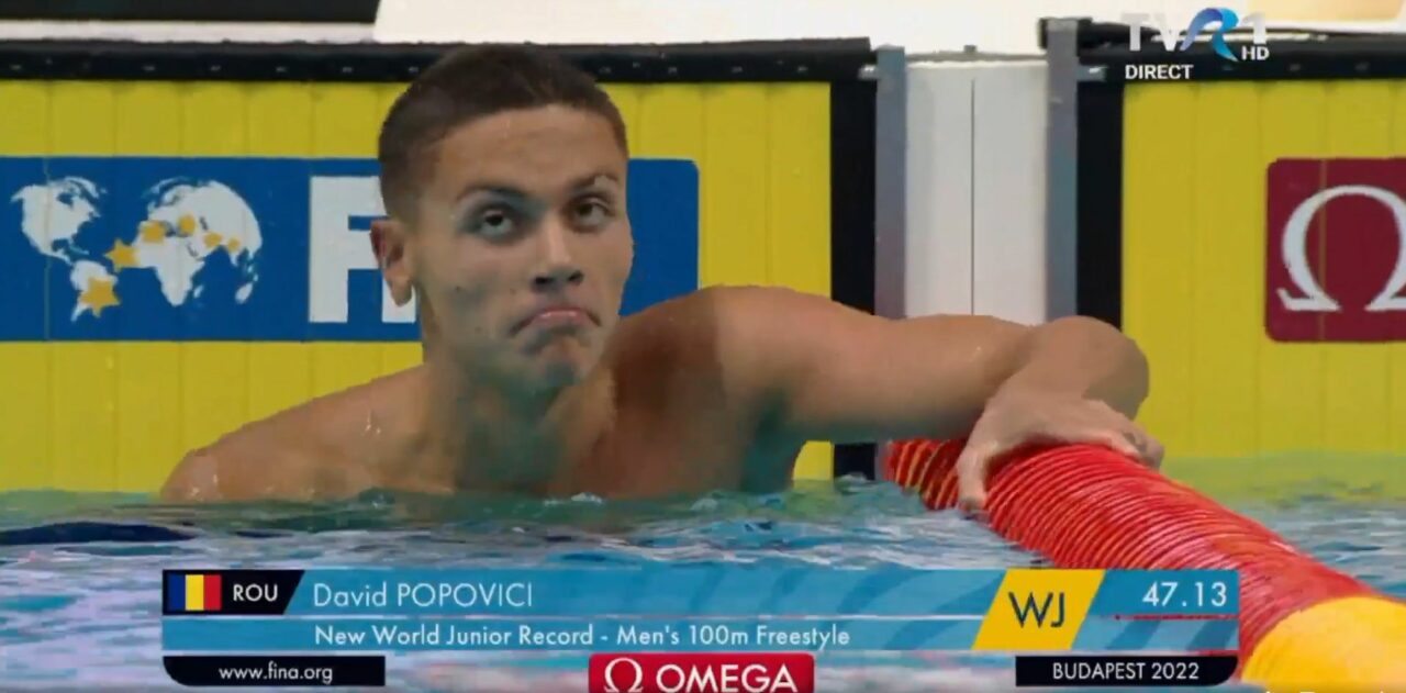 VIDEO | David Popovici s-a calificat în finala probei de 100m liber, la Campionatul Mondial de Natație, cu un record mondial la juniori