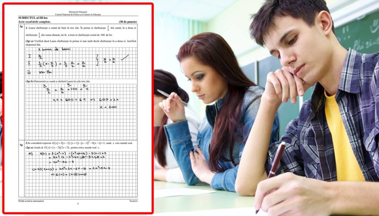 EVALUARE 2022 | Ce subiecte au picat la matematică + baremul de corectare la a doua probă de la Evaluarea Națională – de joi, 16 iunie