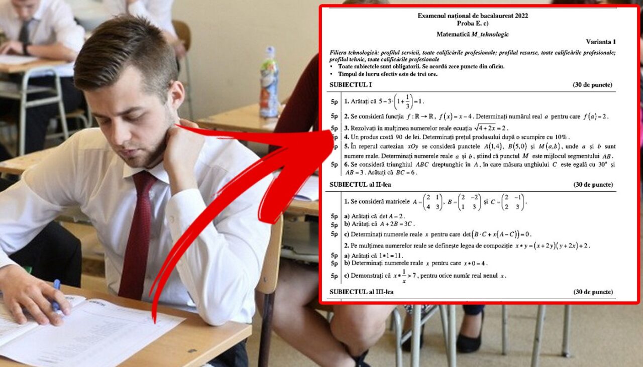 BAC 2022 | Exercițiul-capcană la care mulți elevi au greșit azi la matematică: „Un produs costă 90 de lei. Care e prețul după o scumpire de 10%?”