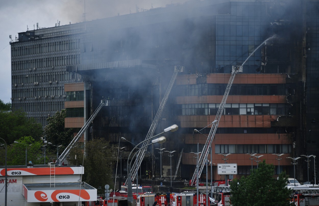 Incendiu violent la o clădire de birouri din Moscova | FOTO, VIDEO