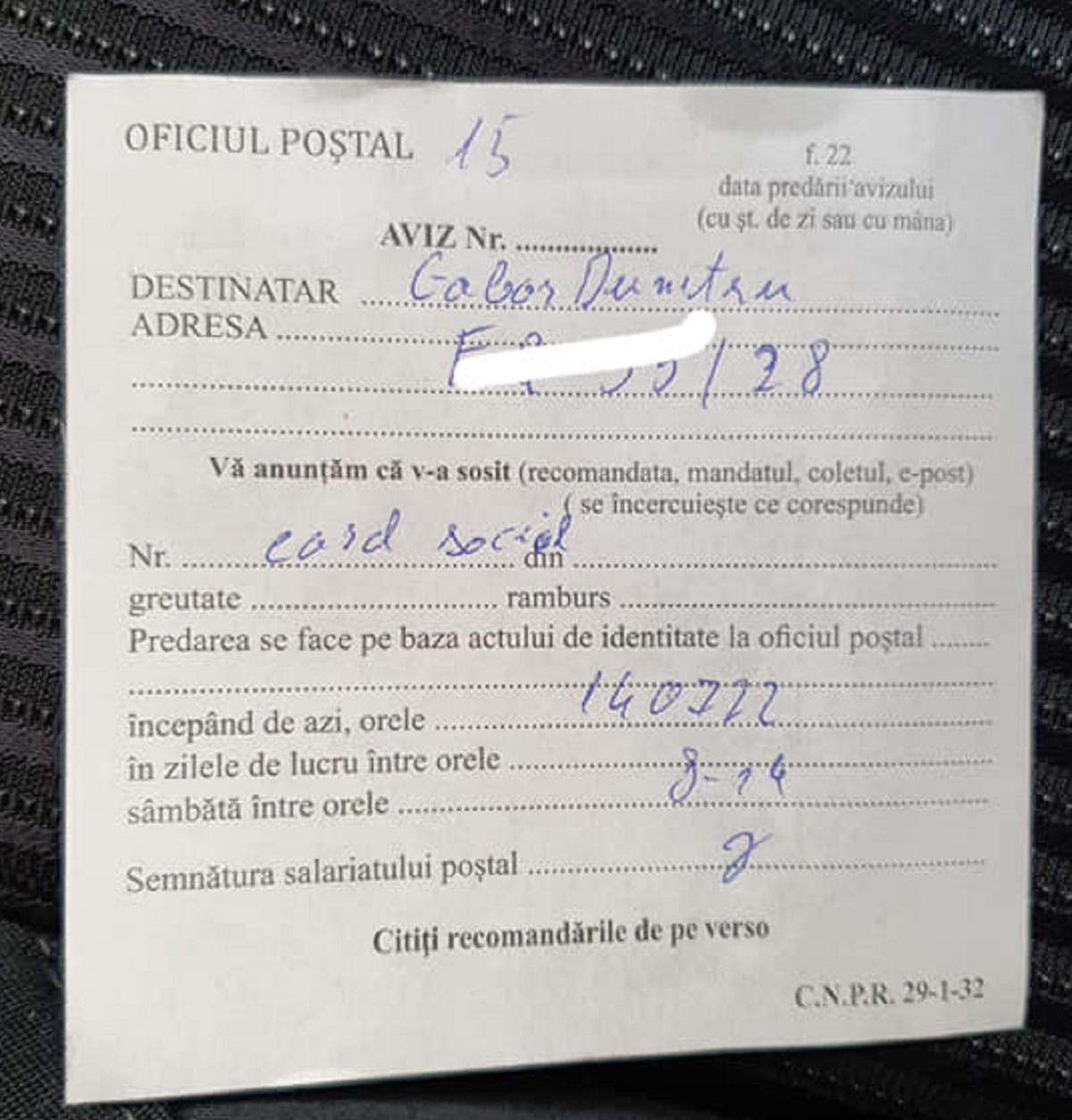 FOTO | Caz uluitor prezentat de deputatul USR, Emanuel Ungureanu. Statul român a trimis un card social unui tânăr mort de mai bine de doi ani