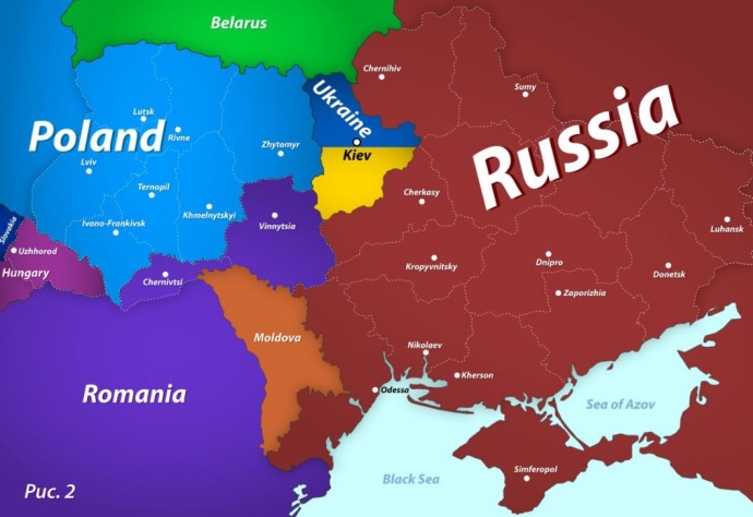 Dmitri Medvedev publică o hartă cu împărțirea Ucrainei. Cea mai mare parte aparține Rusiei, urmată de Polonia și România