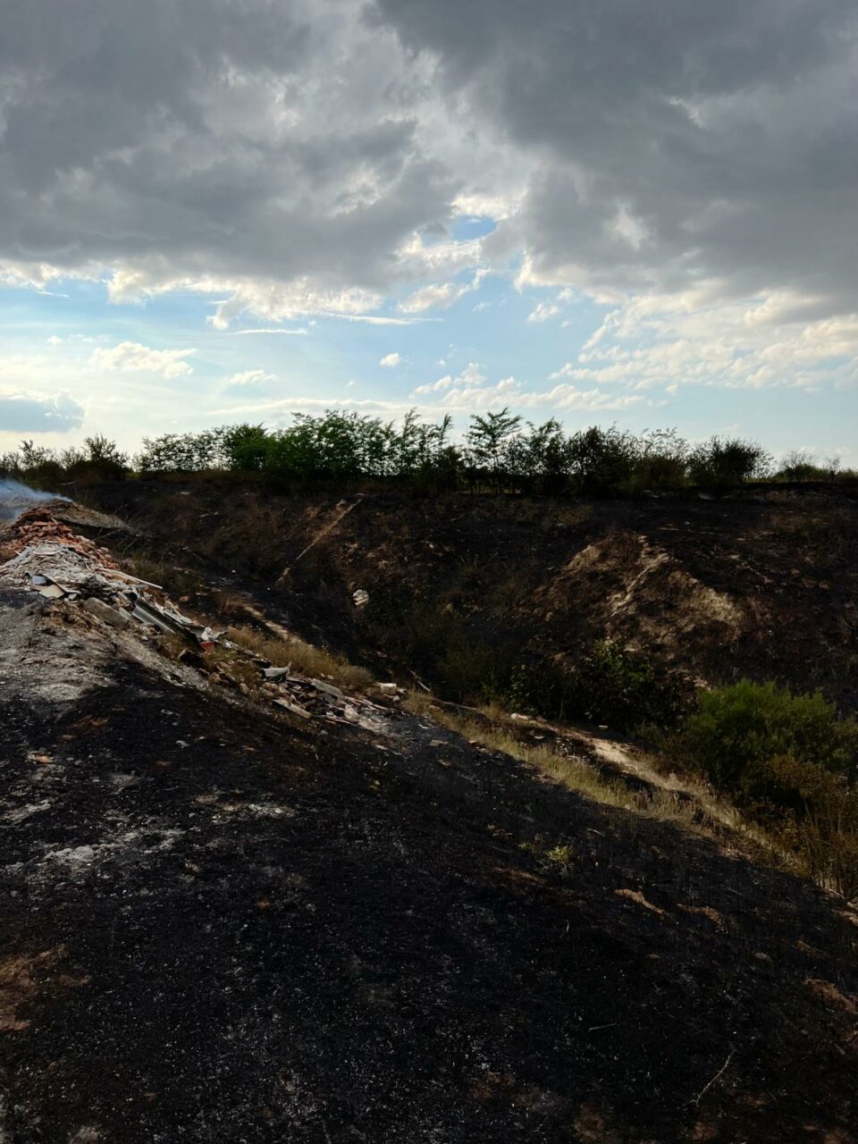 Incendiu puternic la Fetești. Ard 100 de hectare de vegetație uscată și gunoi