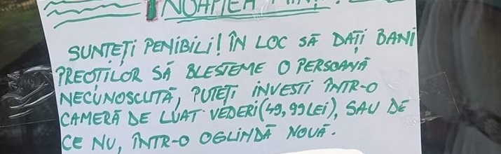 „Noaptea minții” într-un bloc din Brăila | „Cine a sustras oglinda să o aducă înapoi. Altfel, va fi o mare tragedie. Se vor da slujbe la preot” / Reacția unui locatar