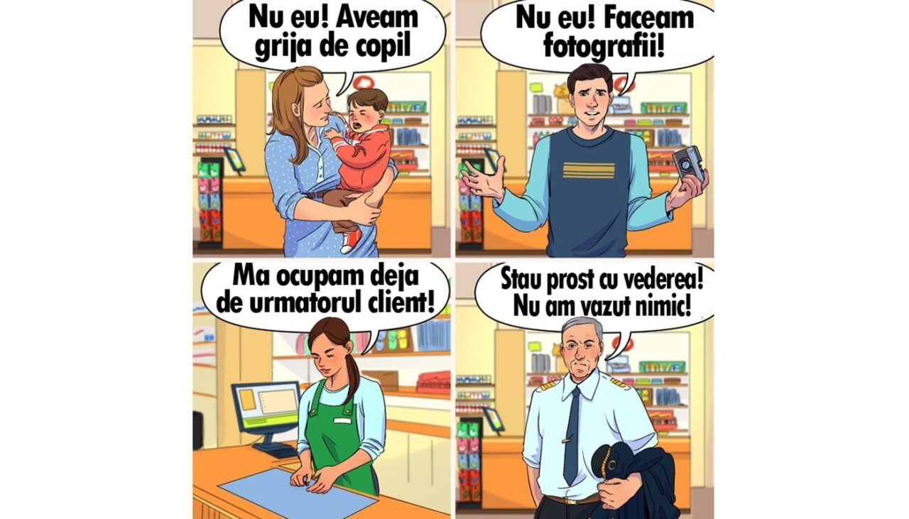 Test de inteligență | Care dintre cei 4 oameni din imagine a furat portofelul din Mega Image?