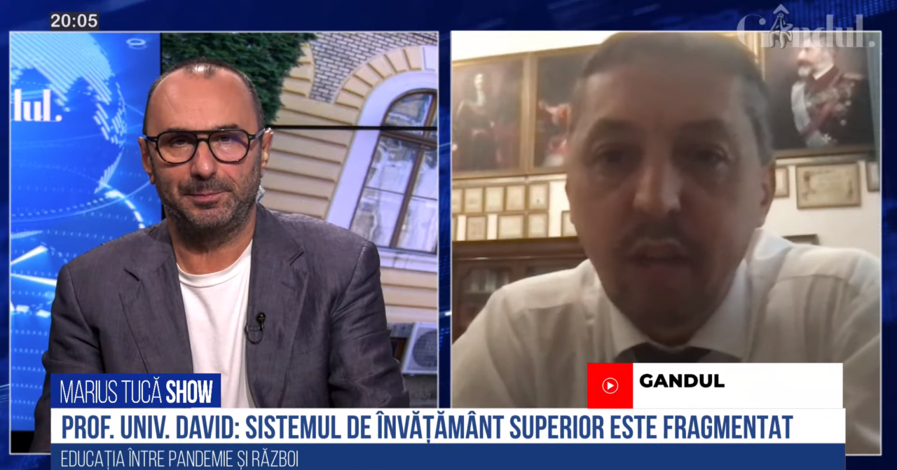 VIDEO | Daniel David, despre învățământul superior din România: „Politicile educaționale din țară sunt impredictibile și nu susțin cu adevărat, pe termen lung, excelența. Sistemul nostru este prea fragmentat”