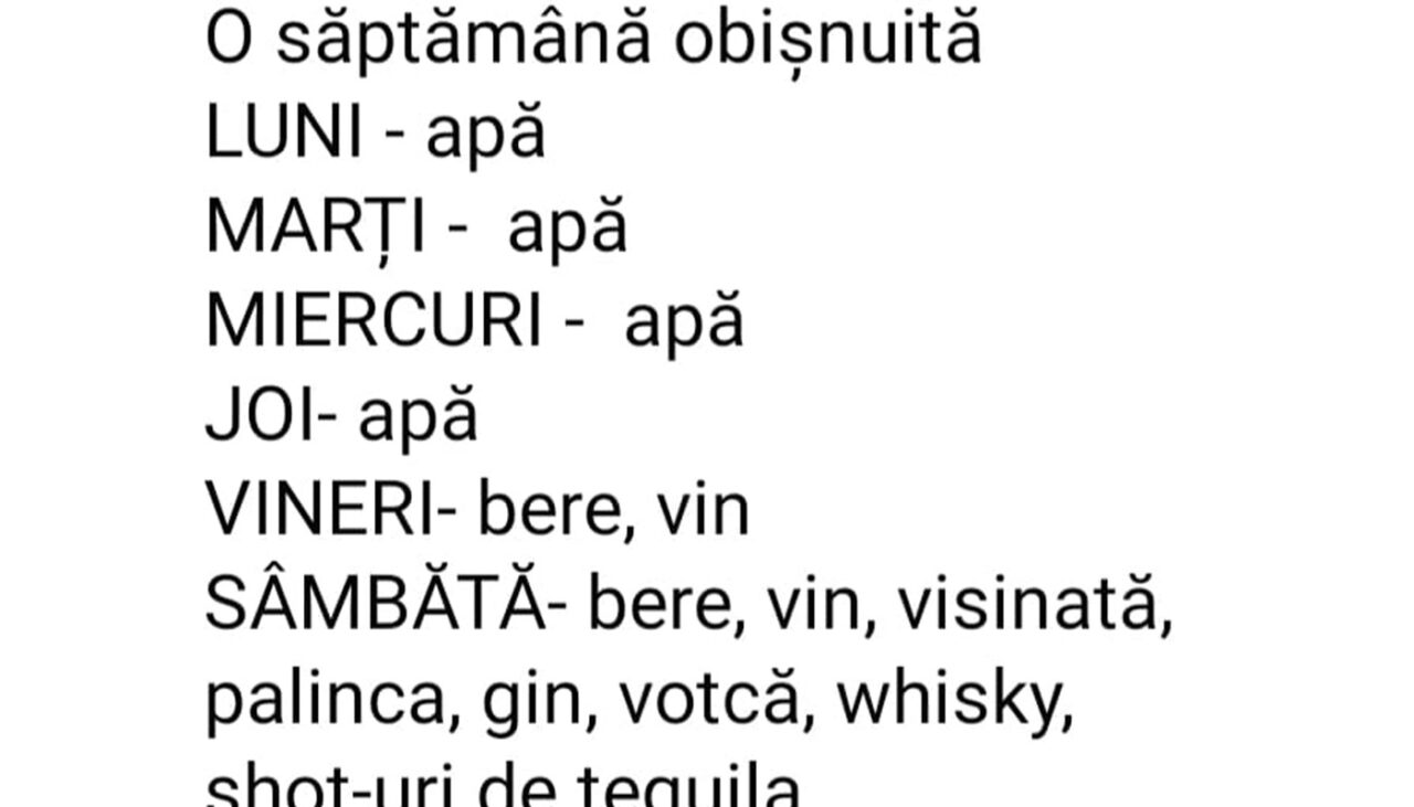 Bancul de miercuri | Ce beau românii, în fiecare zi din săptămână