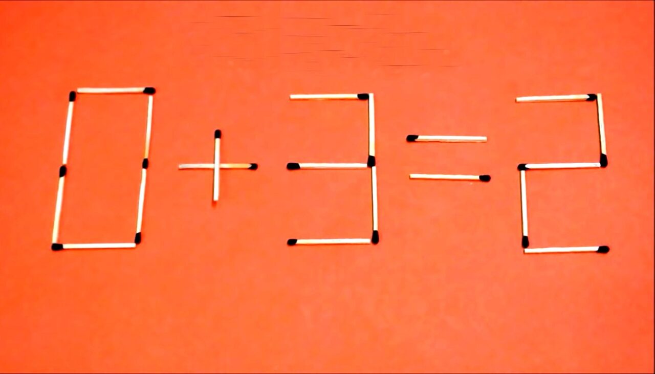 Testul IQ de joi | Mutați un singur băț de chibrit pentru a corecta egalitatea 0+3=2