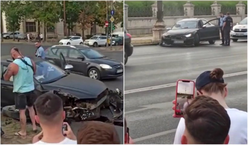 VIDEO | Bodyguardul Marian Box, din lumea interlopă a intrat cu maşina într-un stâlp de lângă Parlament