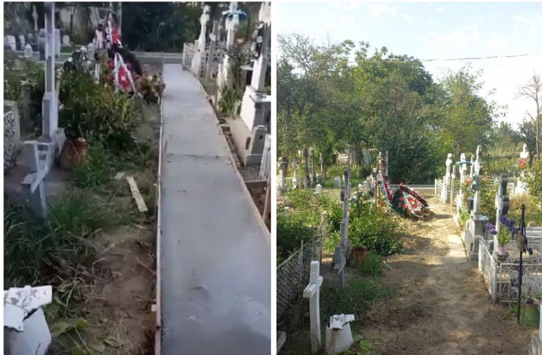 Scandal monstru după ce un preot din Vrancea a turnat beton peste mormintele din cimitir ca să facă „pietonală”