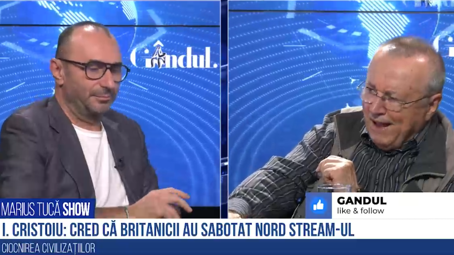 VIDEO Ion Cristoiu, despre sabotajul de la gazoductele Nord Stream din Marea Baltică: „Eu cred că britanicii au făcut-o, nu rușii”