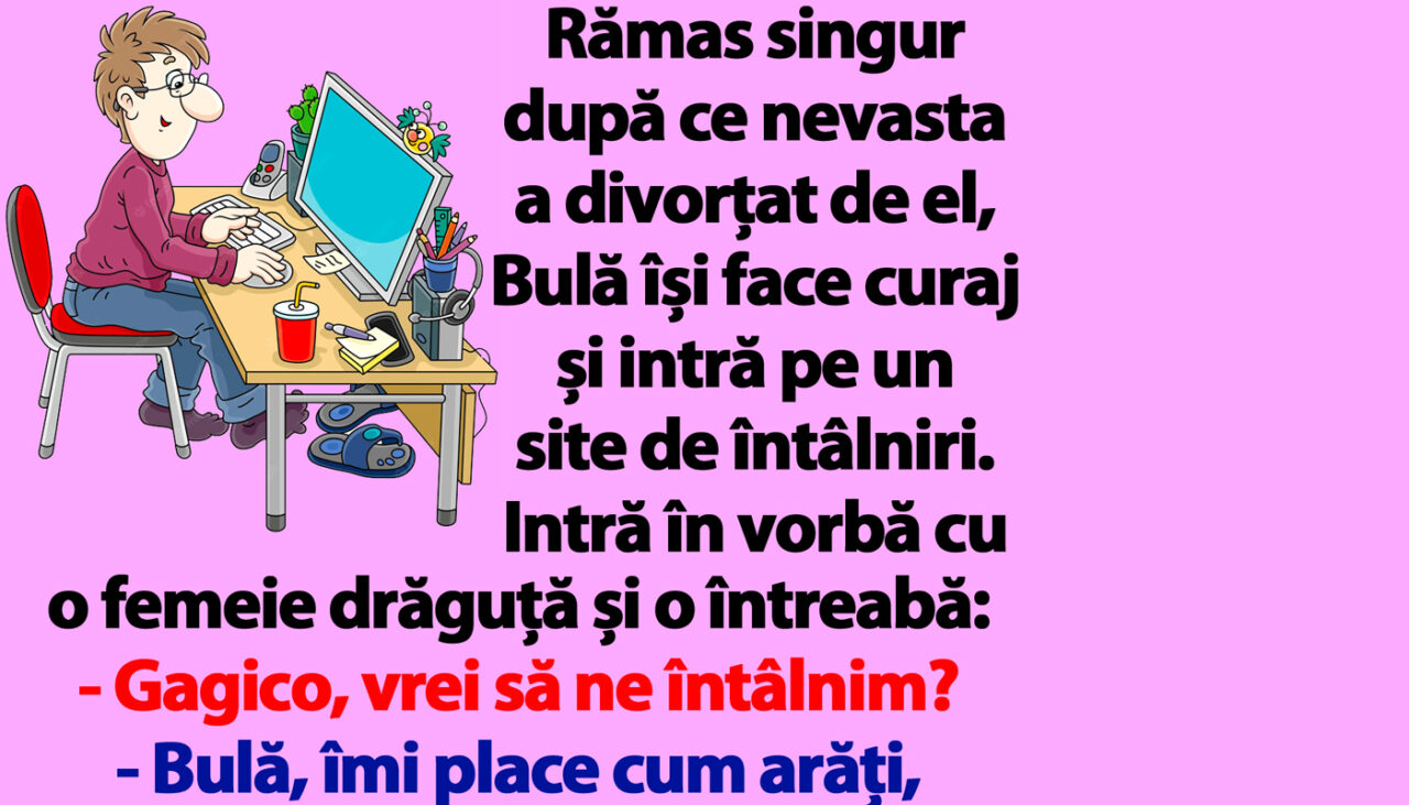 BANC | Bulă intră pe un site de dating: „Gagico, vrei să se întâlnim?”