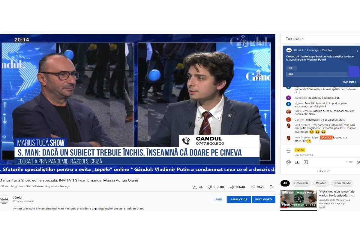 Poll Marius Tucă Show: „Credeți că trimiterea pe front cu forța a rușilor va duce la asasinarea lui Vladimir Putin?”. Peste 80% dintre români au răspuns că…