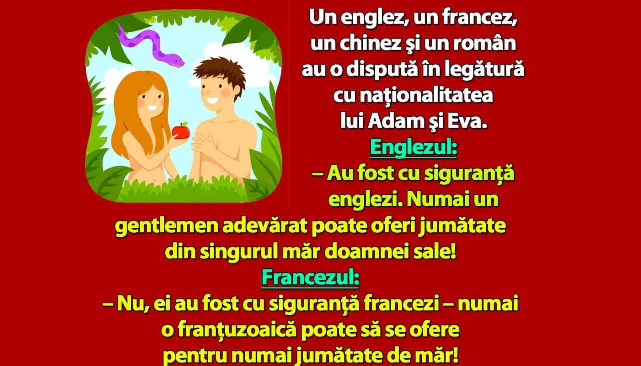 Bancul de duminică | Ce naționalitate aveau Adam și Eva, de fapt