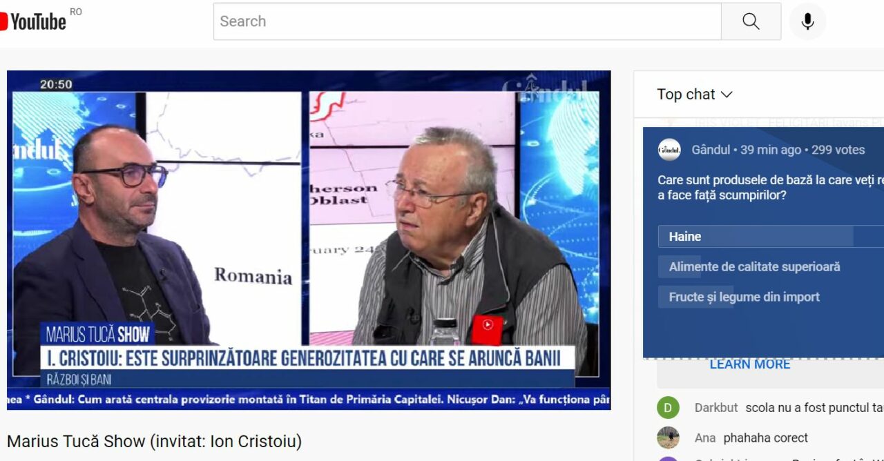 Poll Marius Tucă Show: „Care sunt produsele de bază la care veţi renunţa pentru a face faţă scumpirilor?”