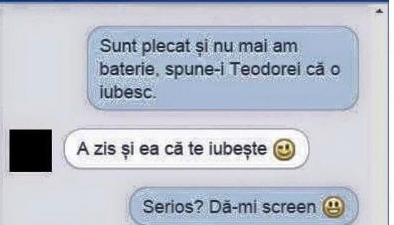 Bancul de vineri | „Sunt plecat și nu mai am baterie. Spune-i Teodorei că o iubesc”