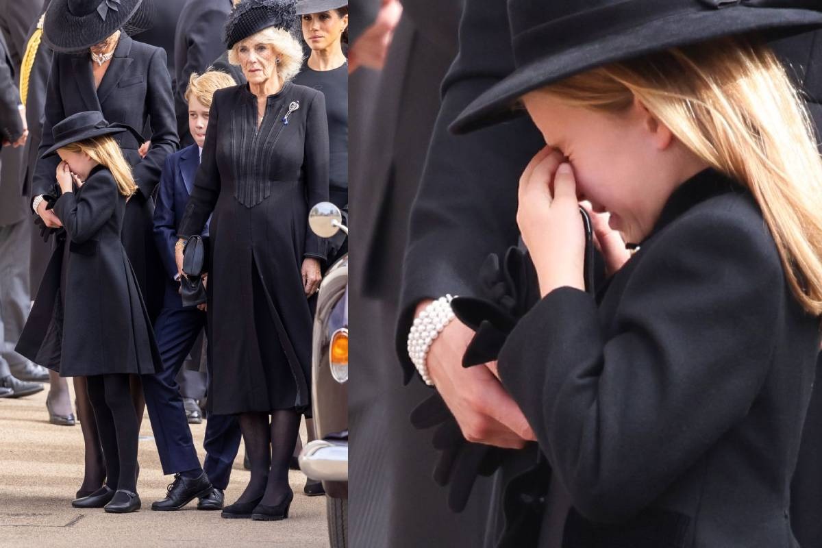 FOTO | Prințesa Charlotte a izbucnit în lacrimi la înmormântarea străbunicii ei, Regina Elisabeta a II-a. A fost consolată de mama ei, Kate
