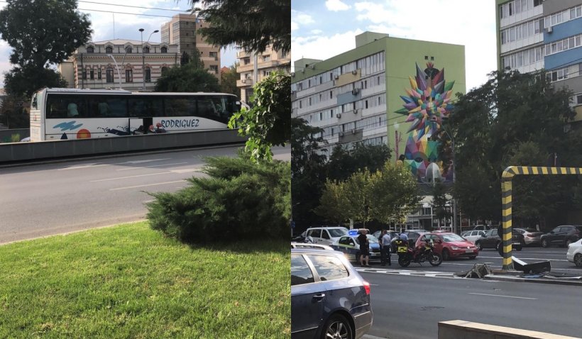 Pasajul Unirii, magnet pentru micile accidente! Alt incident a avut loc astăzi, unde un autocar a lovit limitatorul de înălțime