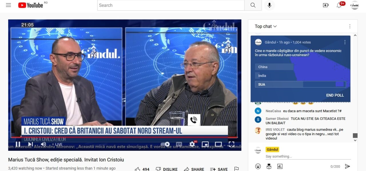 Poll Marius Tucă Show: „Cine e marele câștigător, din punct de vedere economic, în urma războiului ruso-ucrainean?”. Care au fost cele trei variante de răspuns