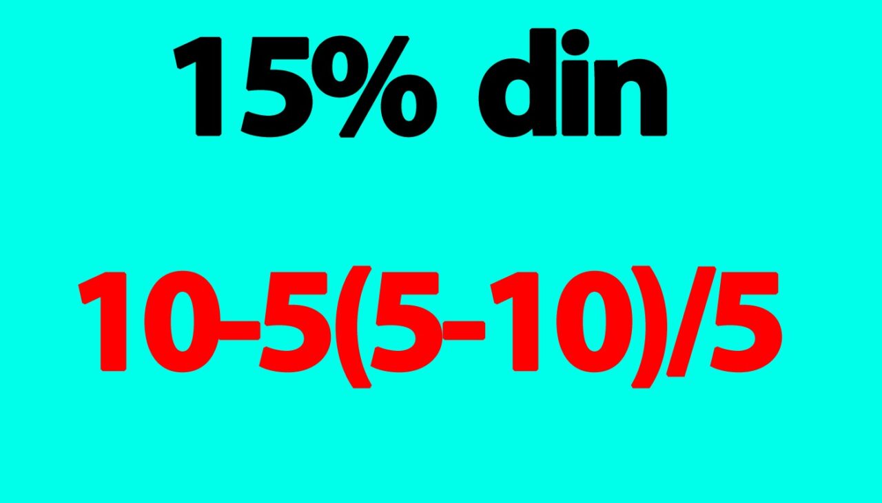 Test de matematică | Cât este 15% din 10-5(5-10)/5?