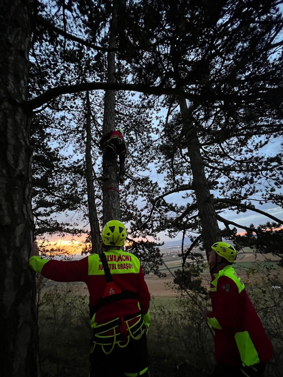 Parapantist rămas blocat într-un copac, la 15 metri de sol, pe dealul Lempeș. Bărbatul a fost coborât abia după 3 ore