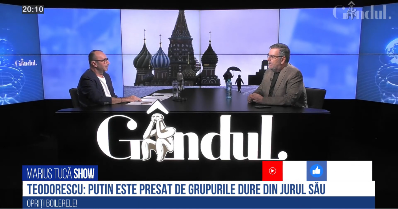 VIDEO | Bogdan Teodorescu: „Putin este foarte presat de aceste grupuri dure pe care le are în jurul său și care nu acceptă înfrângerea armatei ruse. Prietenii lui l-au pus chiar în situații vag umilitoare”