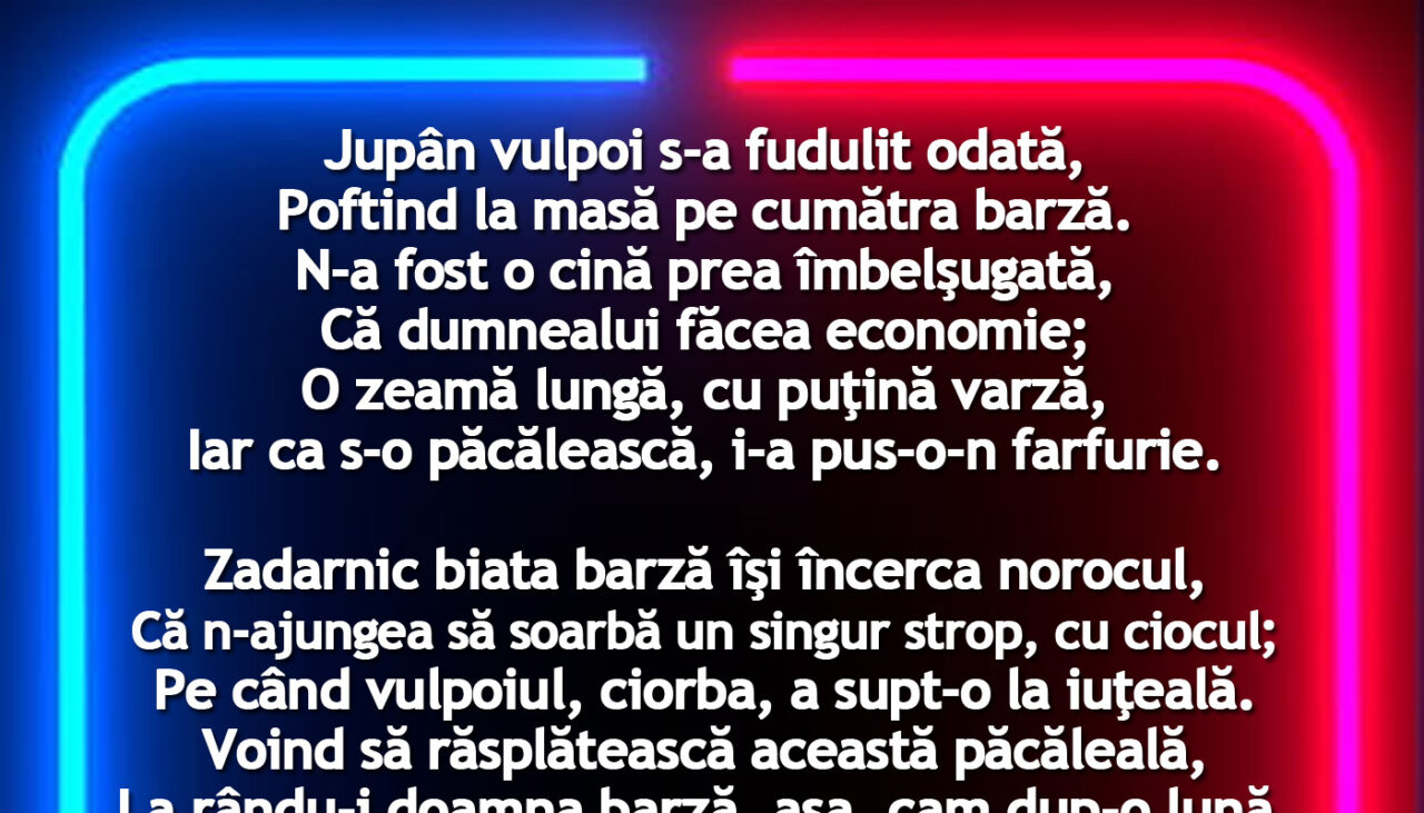 PILDA ZILEI | Vulpea și barza