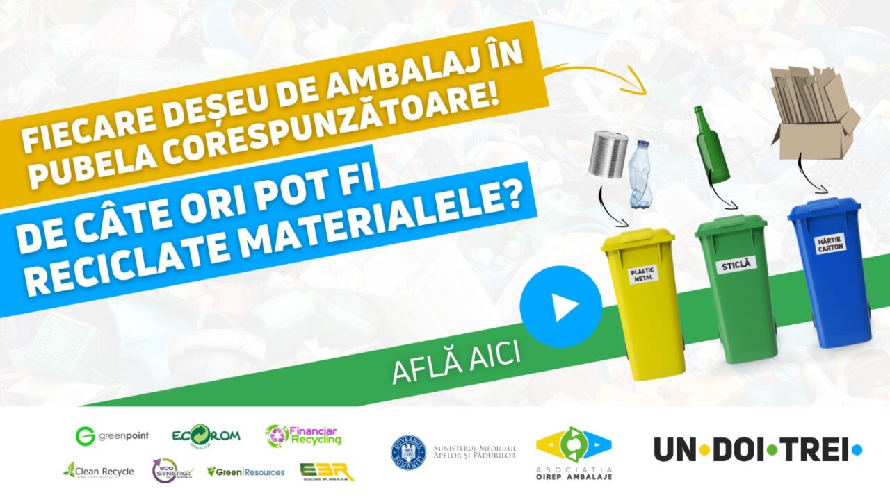 Fiecare deșeu de ambalaj în pubela corespunzătoare! De câte ori pot fi reciclate materialele?