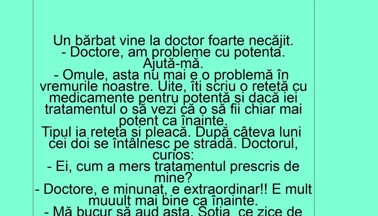 Bancul de miercuri | „Doctore, am probleme cu potența”