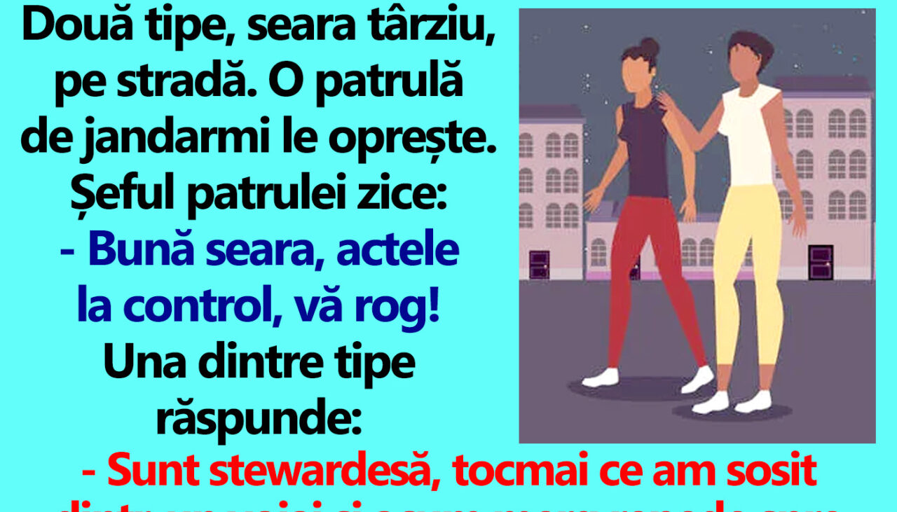 Bancul de duminică | Două tipe, seara târziu, pe stradă. O patrulă de jandarmi le oprește