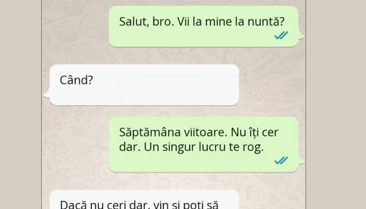 Bancul de joi | „Salut, bro! Vii la mine la nuntă?”