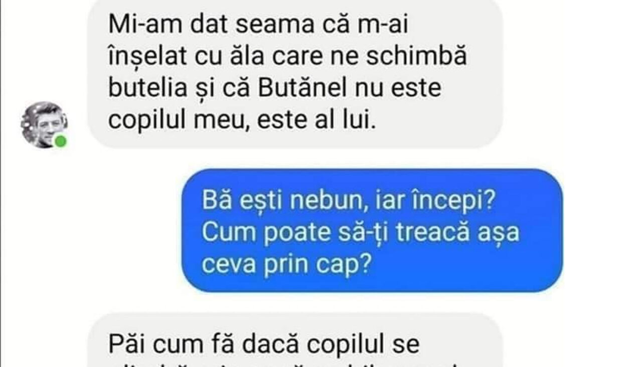 Bancul de luni | „Mi-am dat seama că m-ai înșelat cu ăla care ne schimbă butelia”
