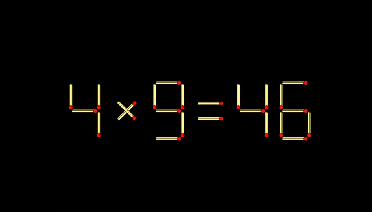 Test de inteligență | Mutați 2 chibrituri pentru a corecta egalitatea 4×9=46