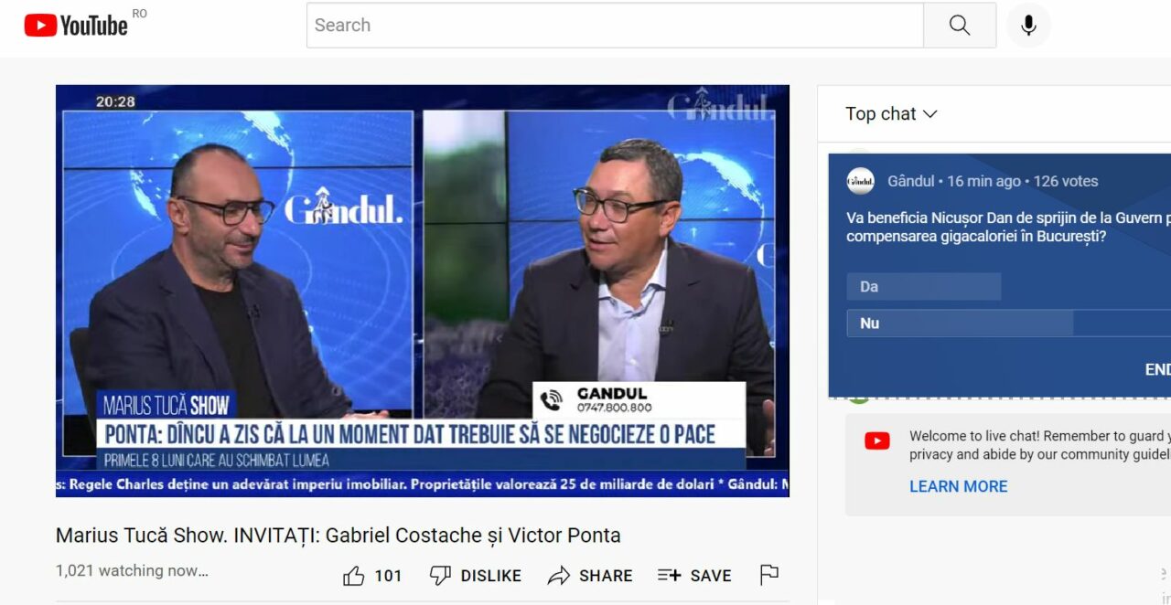 Poll Marius Tucă Show: „Va beneficia Nicușor Dan de sprijin de la Guvern pentru compensarea gigacaloriei în Capitală?”. Ce spun bucureștenii
