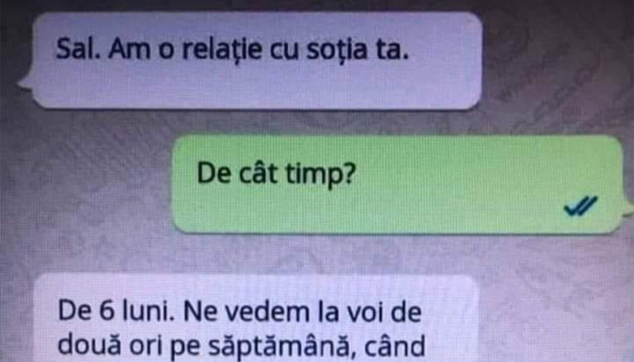 Bancul de marți | „Sal. Am o relație cu soția ta”