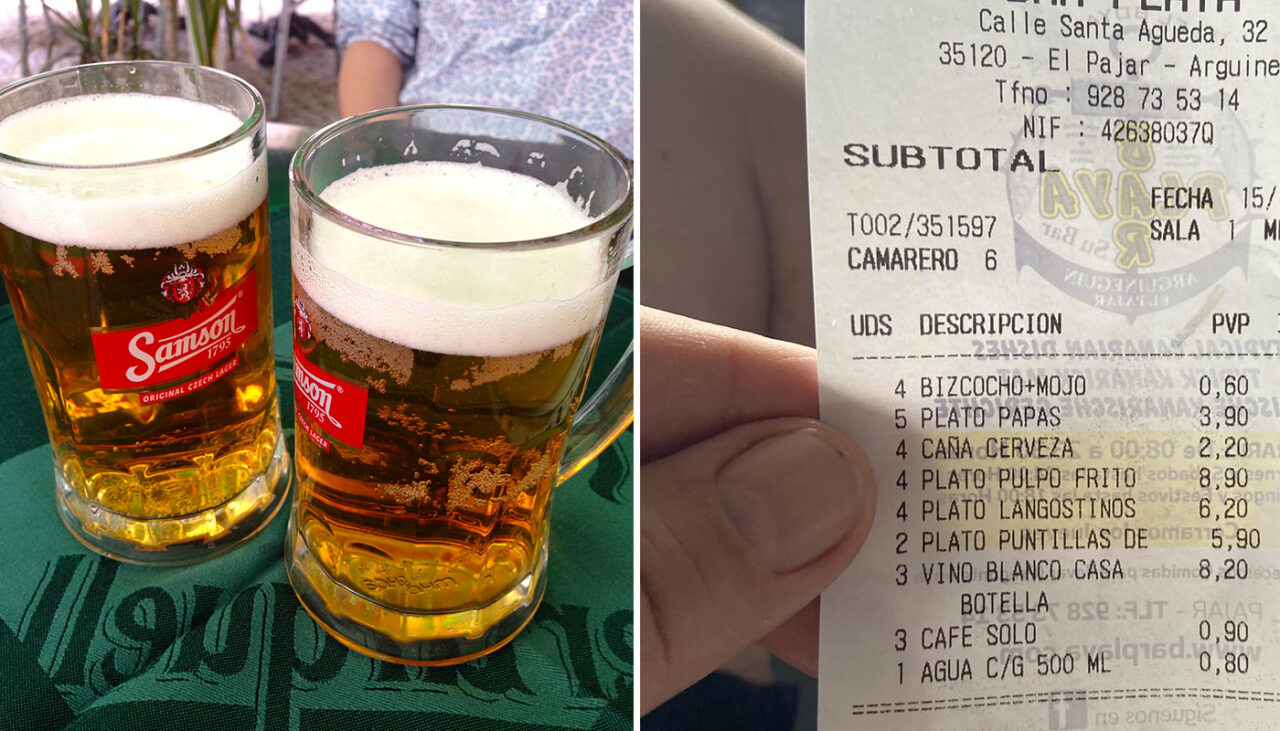 Avem nota de plată! Câți bani au plătit 4 turiști români pentru 4 beri la halbă, într-un restaurant din Insulele Canare
